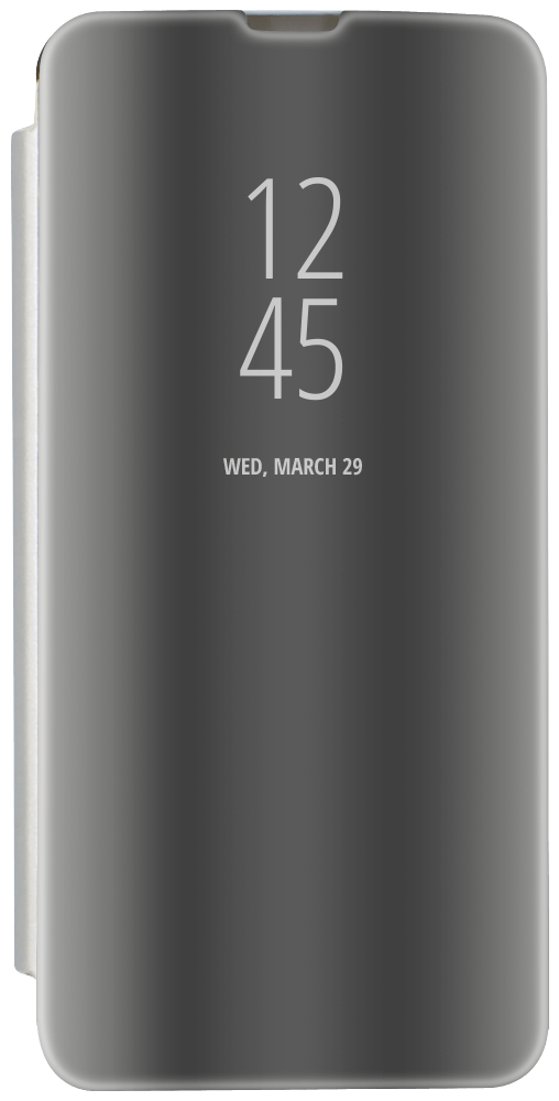 Motorola Moto G9 Play oldalra nyíló flipes bőrtok Smart Clear View ezüst