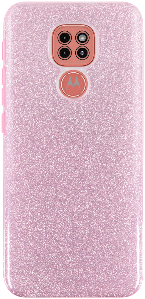 Motorola Moto G9 Play szilikon tok kivehető ezüst csillámporos réteg halvány rózsaszín