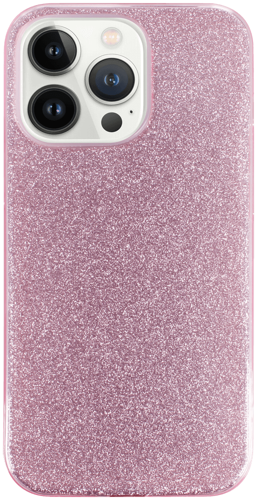 Apple iPhone 13 Pro szilikon tok kivehető ezüst csillámporos réteg halvány rózsaszín