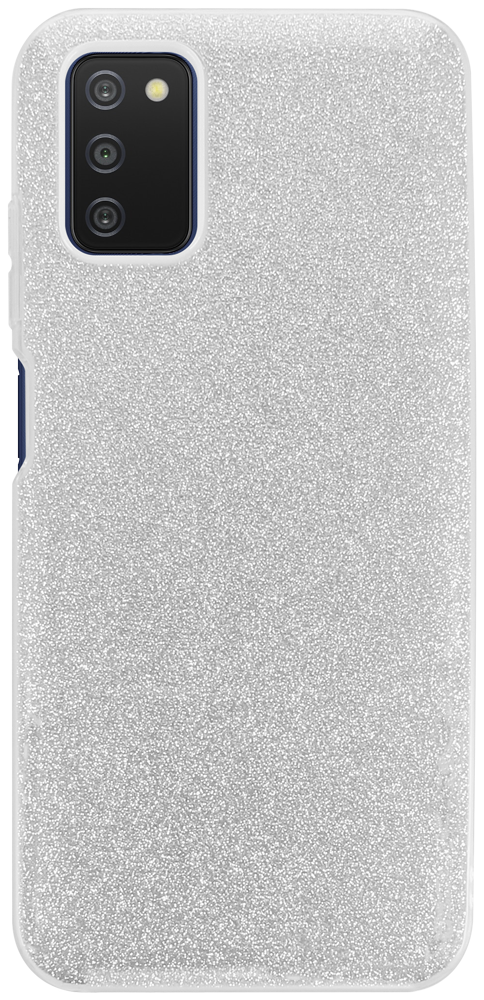 Samsung Galaxy A03s (SM-A037F) szilikon tok kivehető ezüst csillámporos réteg átlátszó