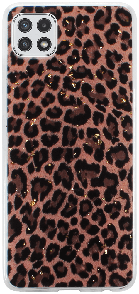 Samsung Galaxy A22 5G (SM-A226B) kemény hátlap Gold Glam Leopard