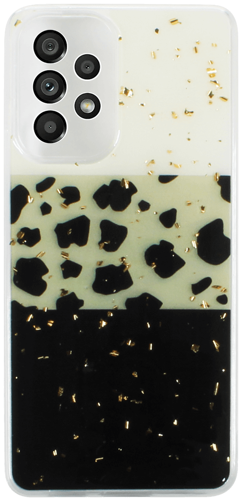 Samsung Galaxy A53 5G (SM-A5360) kemény hátlap kameravédővel Gold Glam Leopard