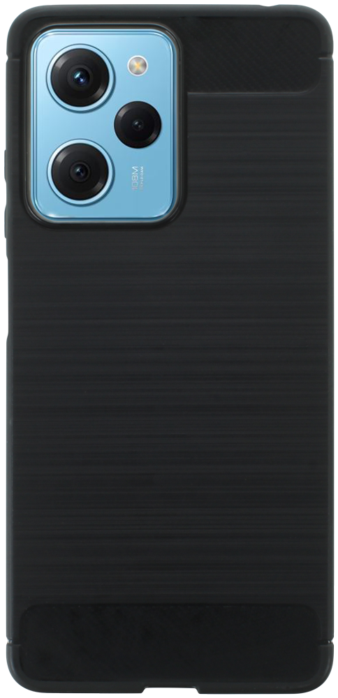 Xiaomi Poco X5 Pro ütésálló szilikon tok szálcsiszolt-karbon minta légpárnás sarok fekete