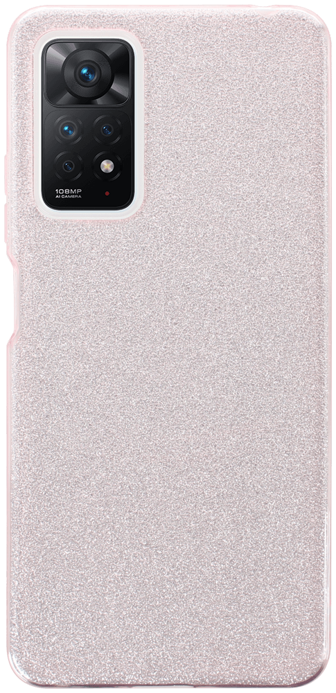 Xiaomi Redmi Note 11 Pro 5G szilikon tok kivehető ezüst csillámporos réteg halvány rózsaszín