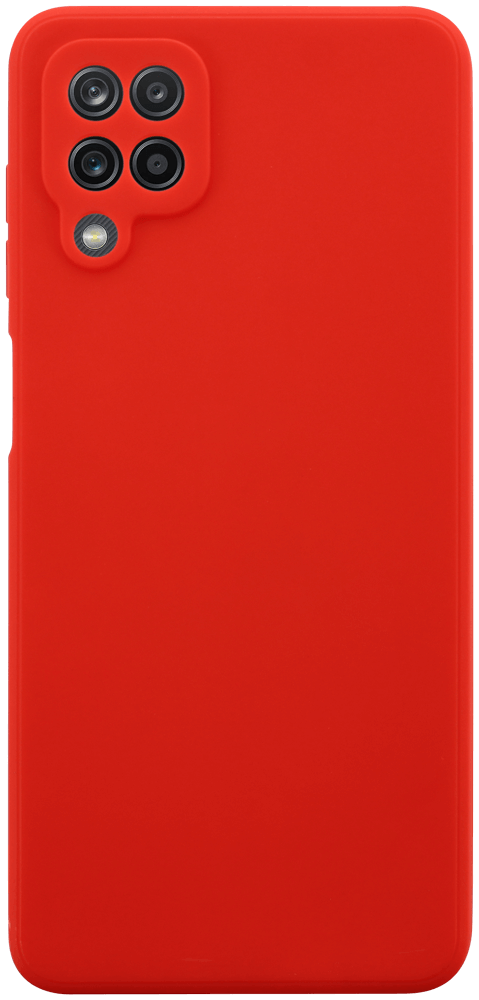 Samsung Galaxy A12 (SM-A125F) szilikon tok kameravédővel matt piros