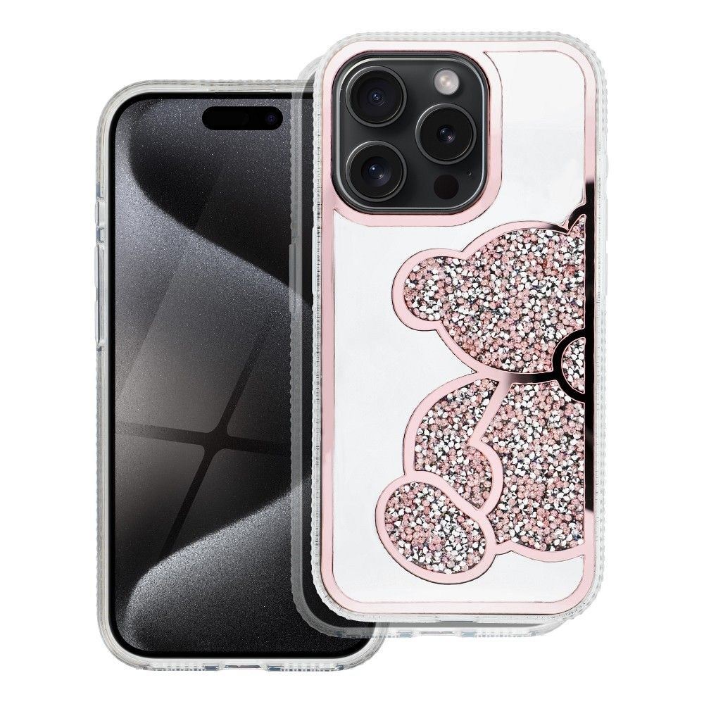 TEDDY BEAR Tok iPhone 14-hez – Csillogó Mackómintás Rózsaszín Elegancia