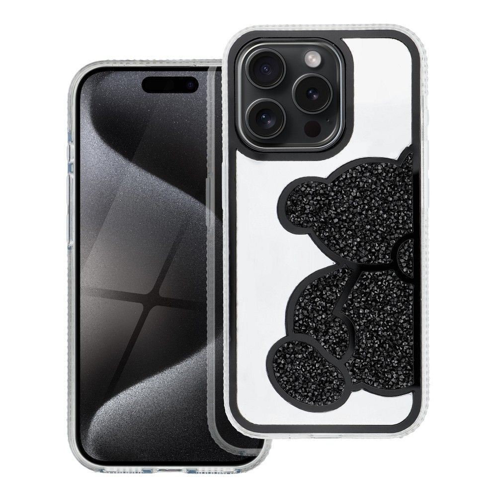 TEDDY BEAR Tok iPhone 15 Pro-hoz – Elegancia és Védelem fekete színben